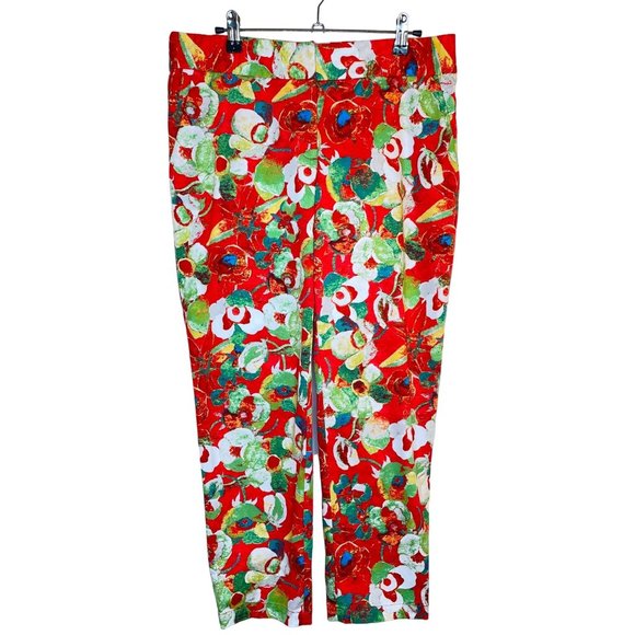 Peter Som x Anthropologie Red Floral Pants, 10 - Picture 1 of 12